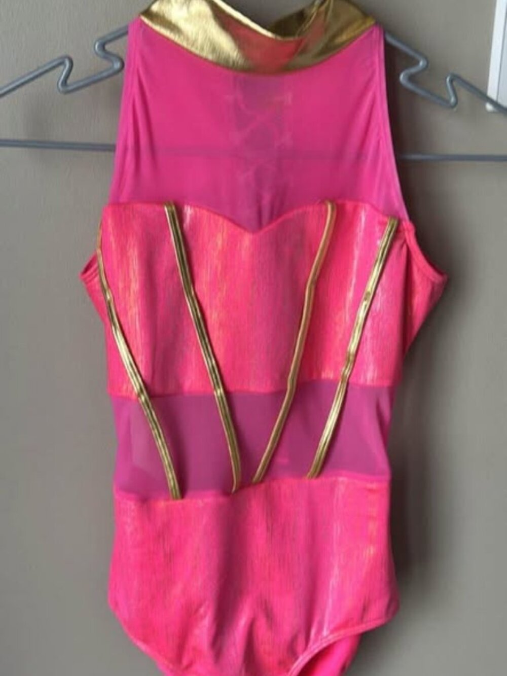 Pink and gold jazz dance costume adult xs